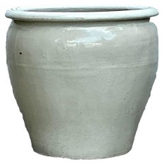 Vintage Boho Monumental Glazed Ceramic Planter