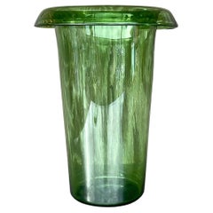 Vintage Boho Monumental Green Glass Vase