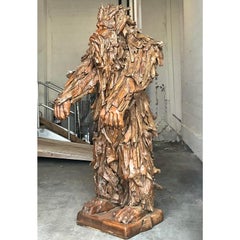 Vintage Boho Monumental Hand Carved Sasquatch Sculpture