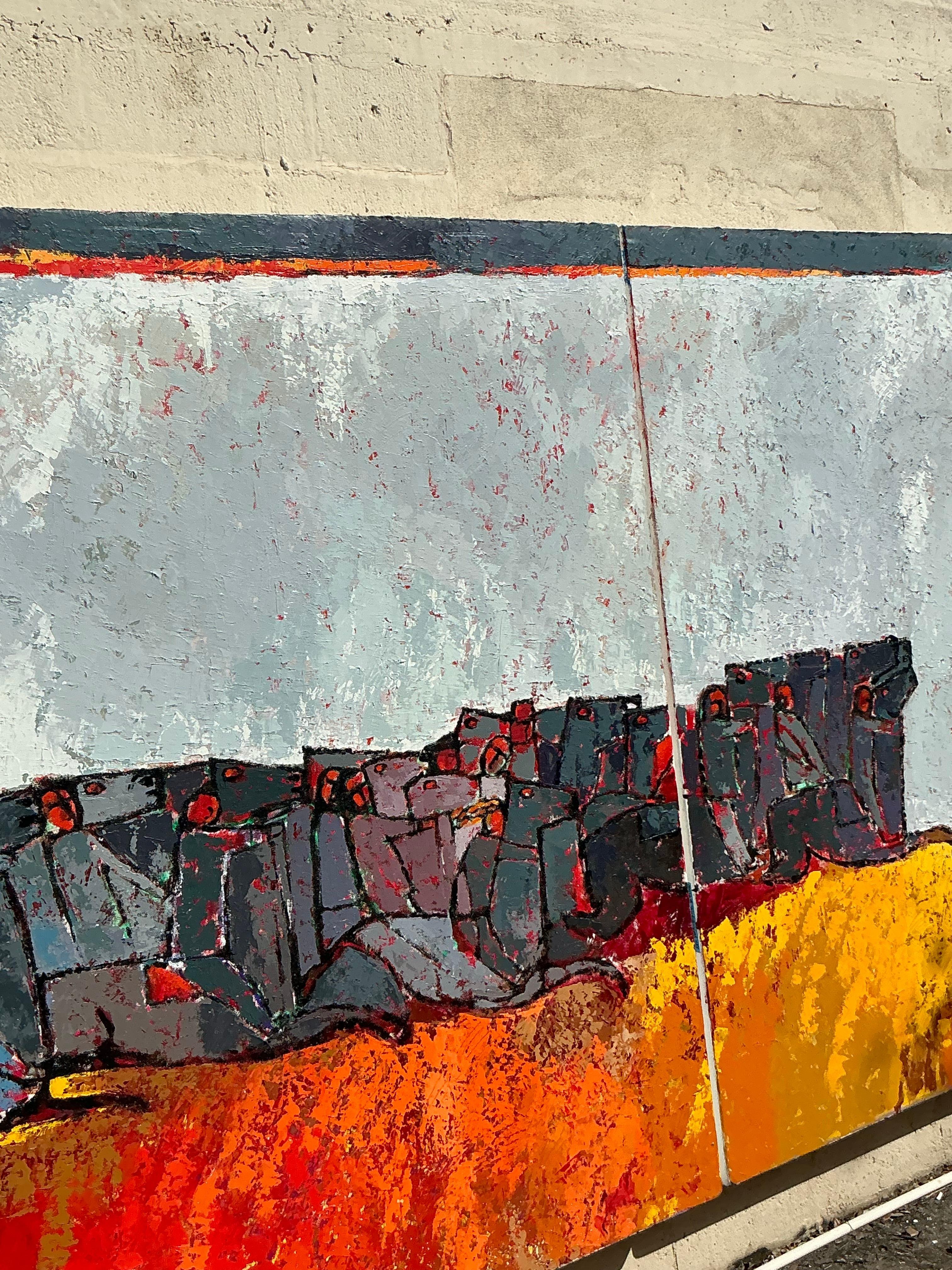 20th Century Vintage Boho Monumental Horse Diptych For Sale