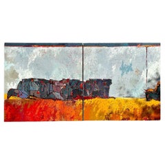 Vintage Boho Monumental Horse Diptych