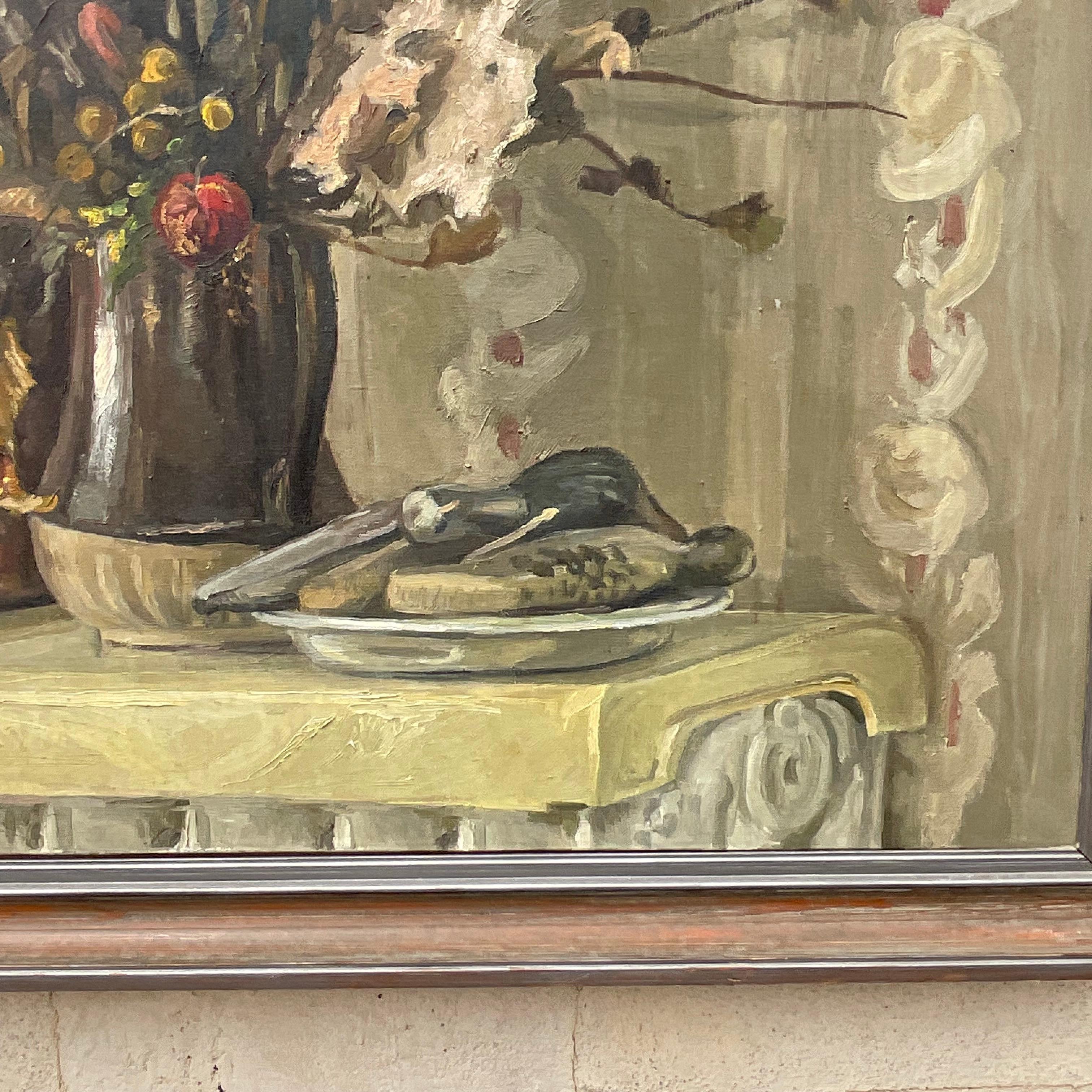 Monumentales impressionistisches Stillleben von Boho, signiert, Original, Öl auf Leinwand (amerikanisch) im Angebot