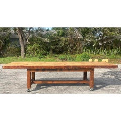 Vintage Boho Monumental Industrial Plank Dining Table on Casters