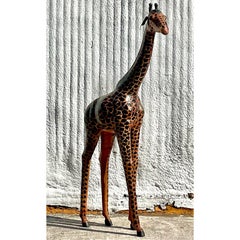 Vintage Boho Monumental Leather Giraffe