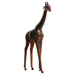 Giraffe monumentale bohème vintage en cuir