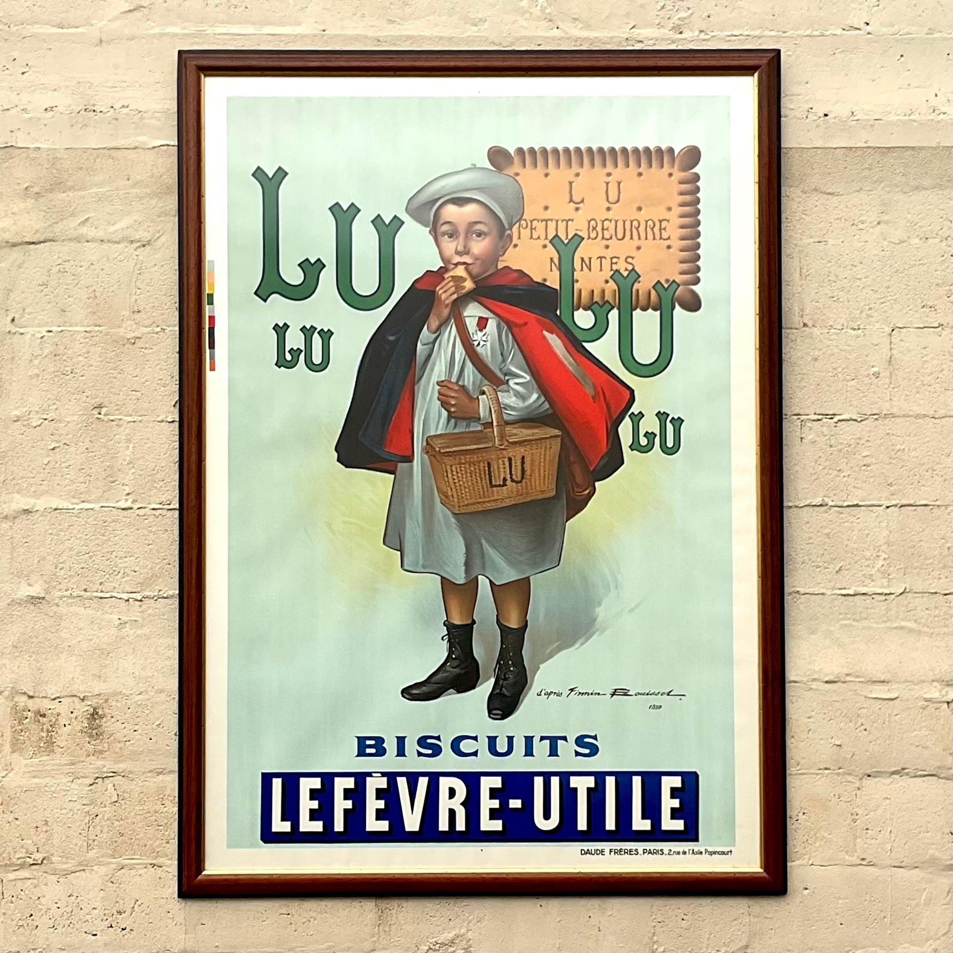 Glass Vintage Boho Monumental LuLu Le Petite Ecolier Lithograph Poster For Sale