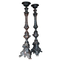Monumentale Maitland-Smith-Bronze-Altarkerzen aus Bronze von Boho im Vintage-Stil, 2er-Set