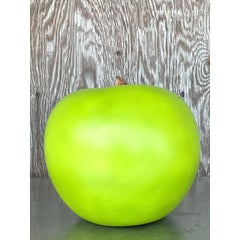 Vintage Boho Monumental Matte Ceramic Green Apple