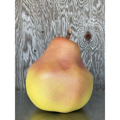 Vintage Boho Monumental Matte Glazed Ceramic Pear