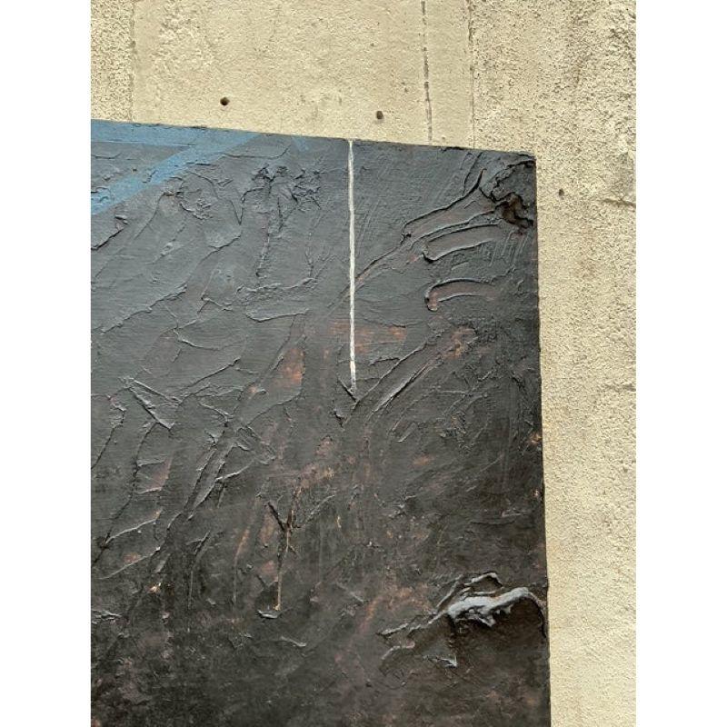 Vintage Boho Monumental Mixed Media Abstract Oil on Canvas (amerikanisch) im Angebot