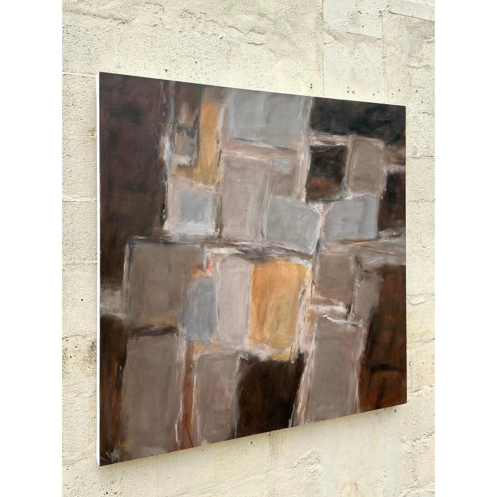 Vintage Boho Monumental Original Abstraktes Ölgemälde auf Leinwand im Angebot 4