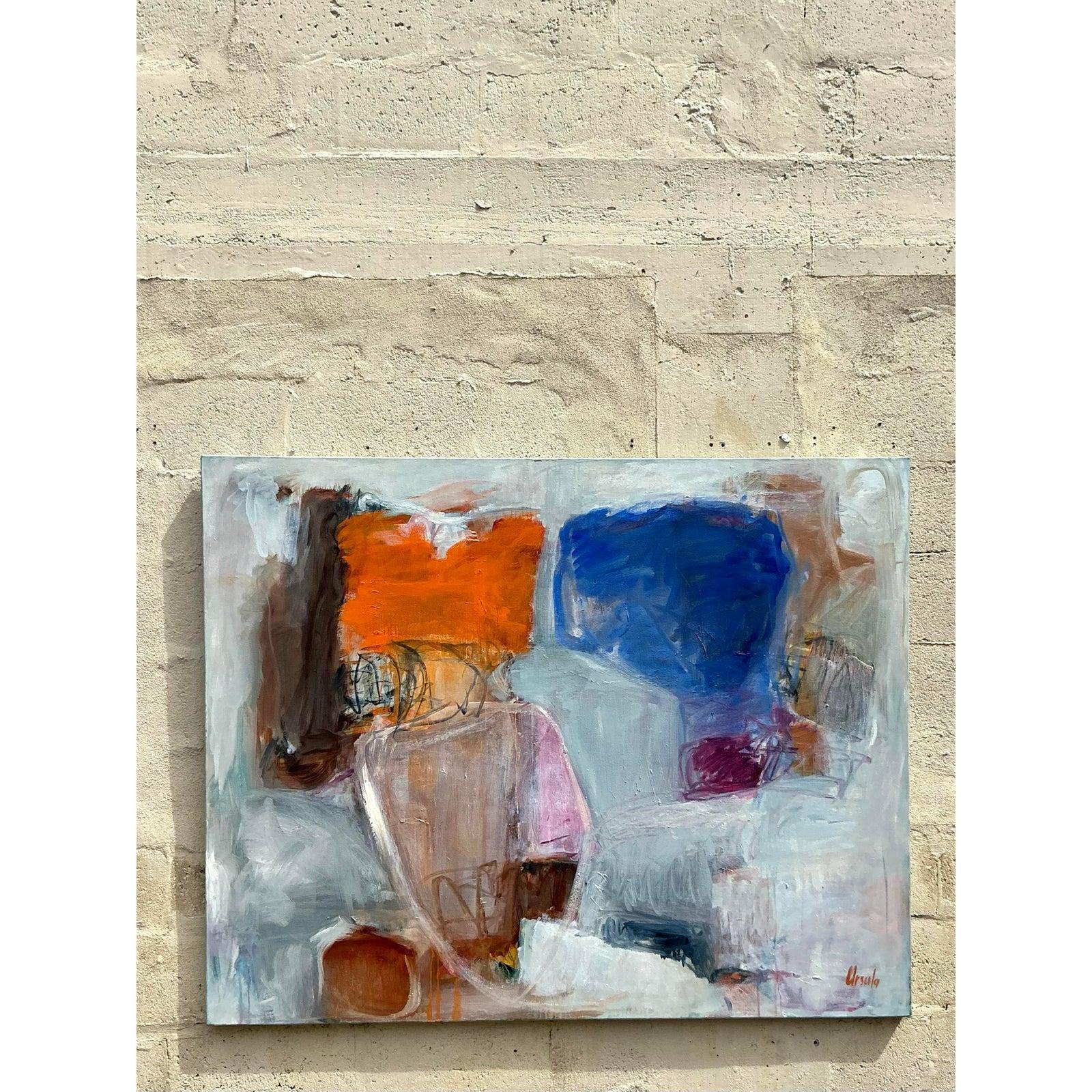 Vintage Boho Monumental Original Abstraktes Ölgemälde auf Leinwand im Angebot 5
