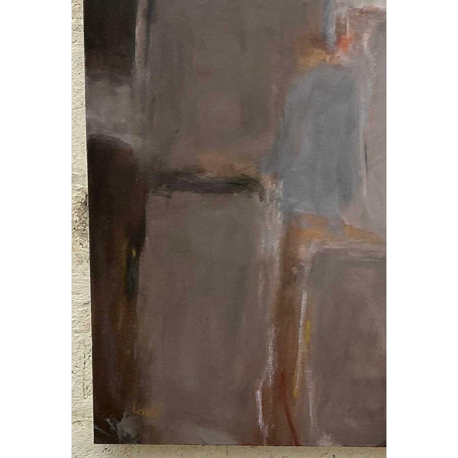 Vintage Boho Monumental Original Abstraktes Ölgemälde auf Leinwand im Angebot 5
