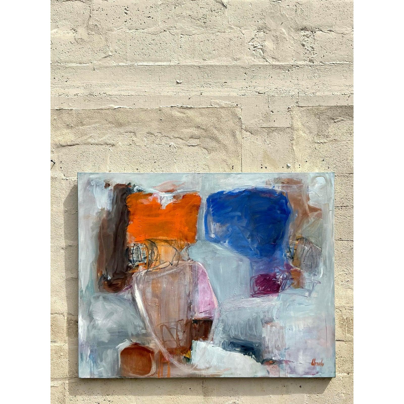 Vintage Boho Monumental Original Abstraktes Ölgemälde auf Leinwand im Angebot 6