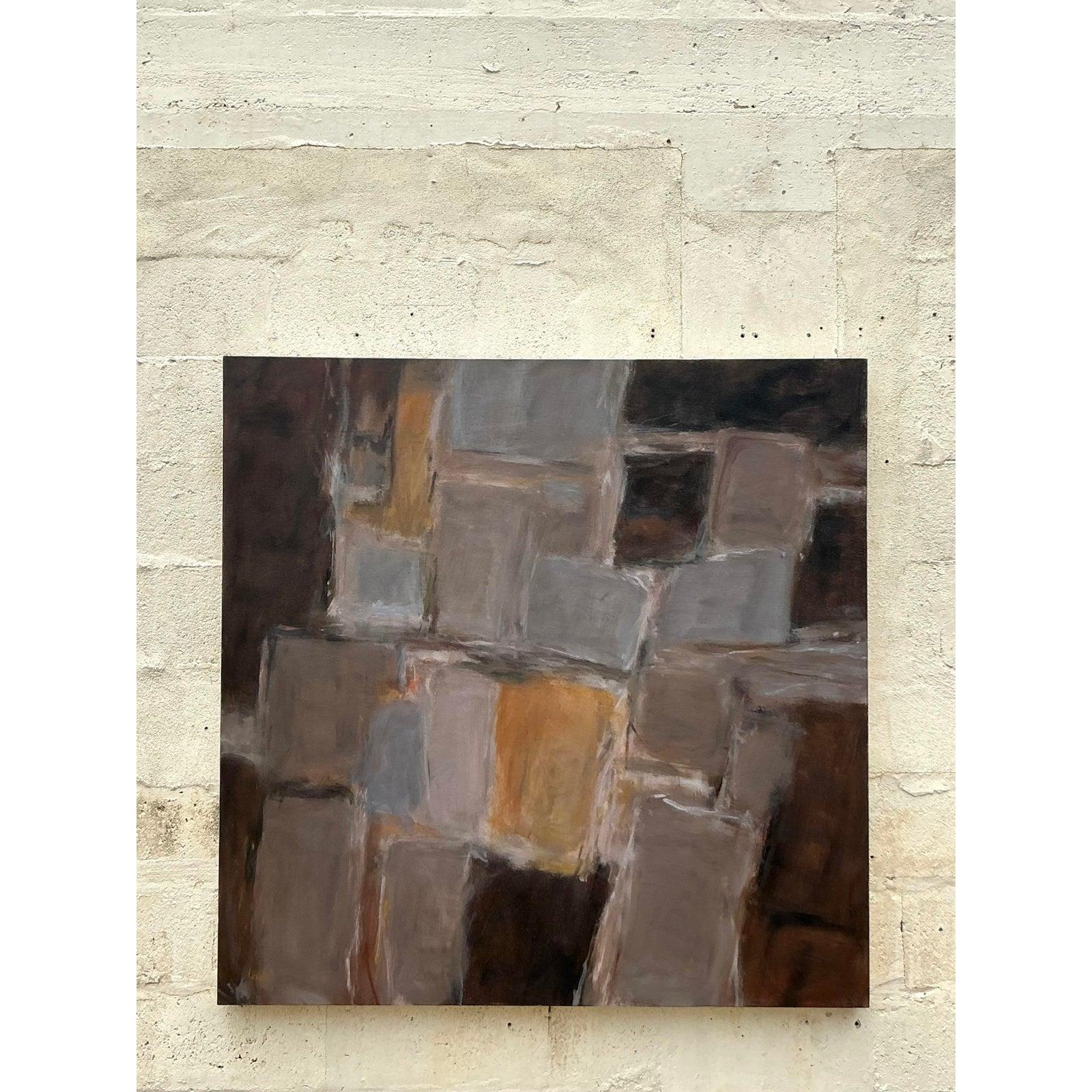 Vintage Boho Monumental Original Abstraktes Ölgemälde auf Leinwand im Angebot 6