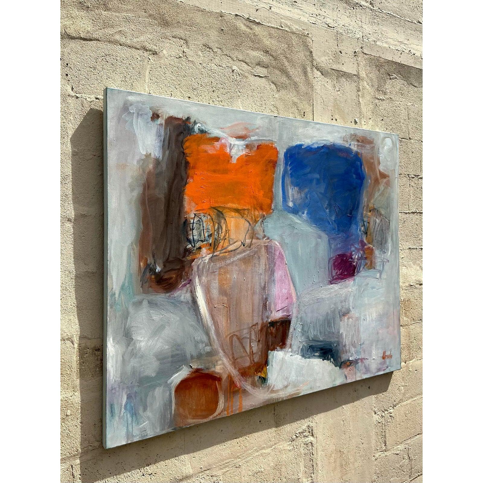 Vintage Boho Monumental Original Abstraktes Ölgemälde auf Leinwand (amerikanisch) im Angebot