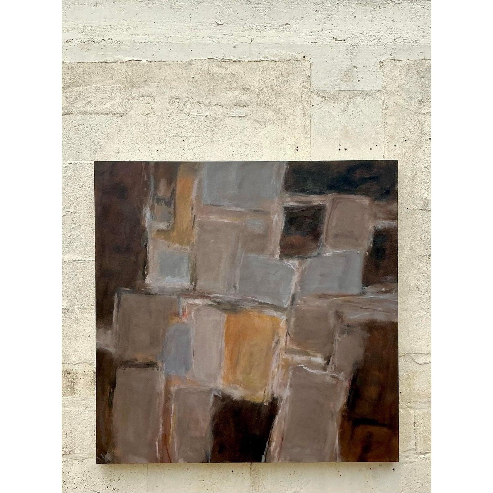 Vintage Boho Monumental Original Abstraktes Ölgemälde auf Leinwand (amerikanisch) im Angebot