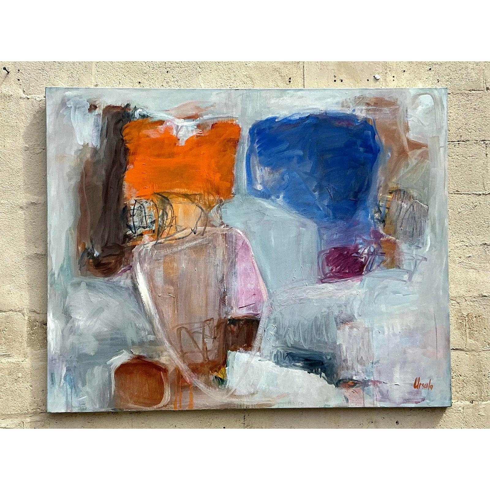 Vintage Boho Monumental Original Abstraktes Ölgemälde auf Leinwand (21. Jahrhundert und zeitgenössisch) im Angebot