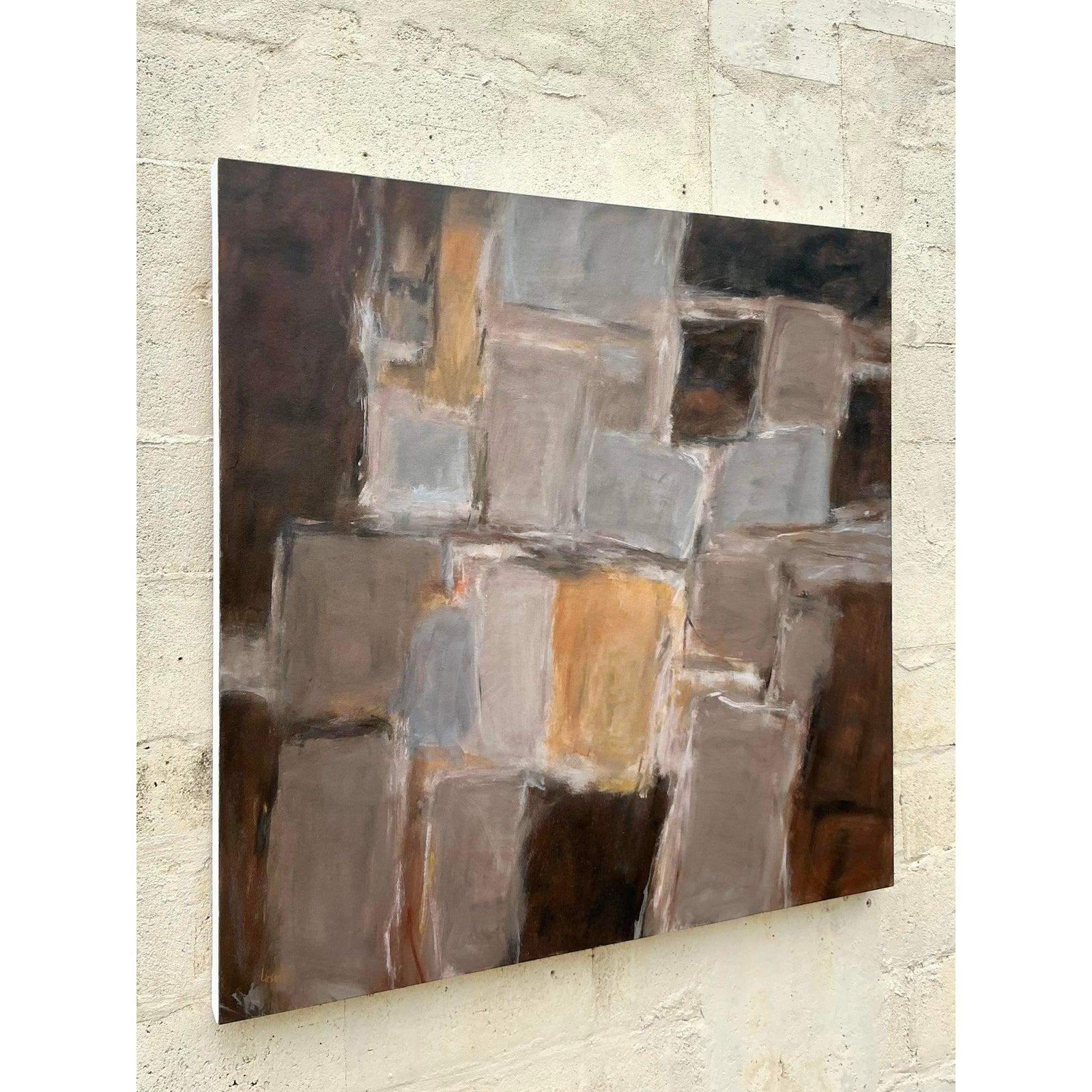 Vintage Boho Monumental Original Abstraktes Ölgemälde auf Leinwand (21. Jahrhundert und zeitgenössisch) im Angebot