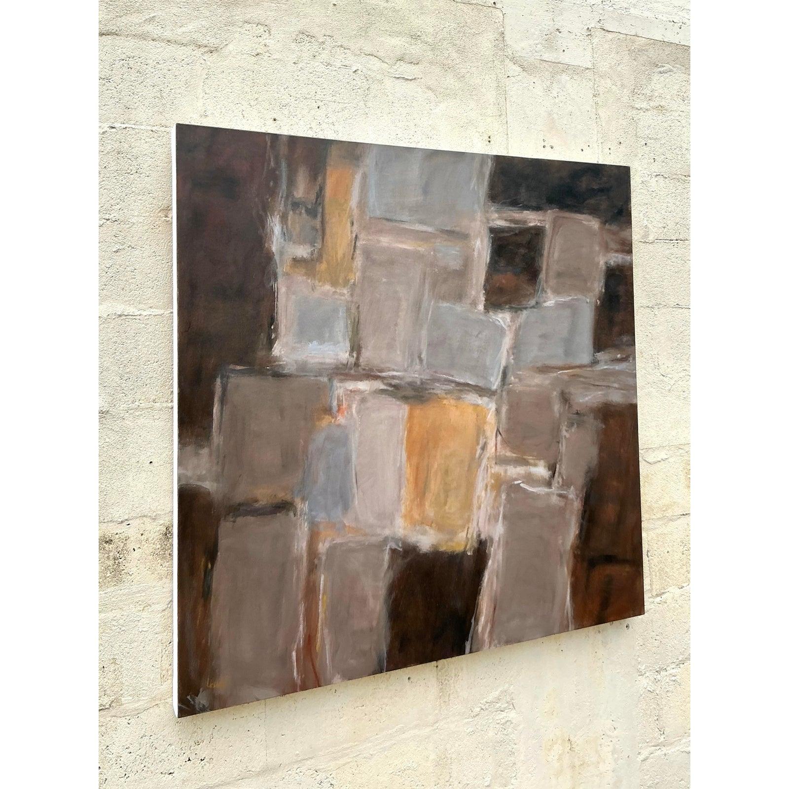 Vintage Boho Monumental Original Abstraktes Ölgemälde auf Leinwand im Angebot 1