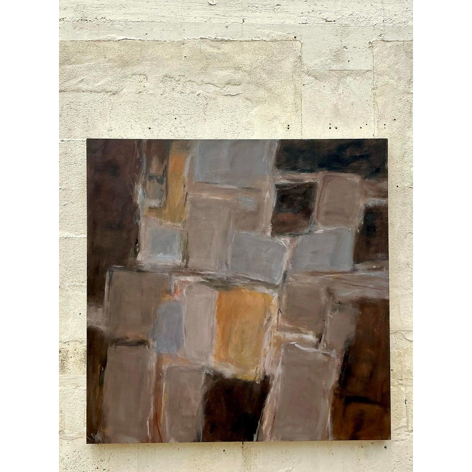 Vintage Boho Monumental Original Abstraktes Ölgemälde auf Leinwand im Angebot 2