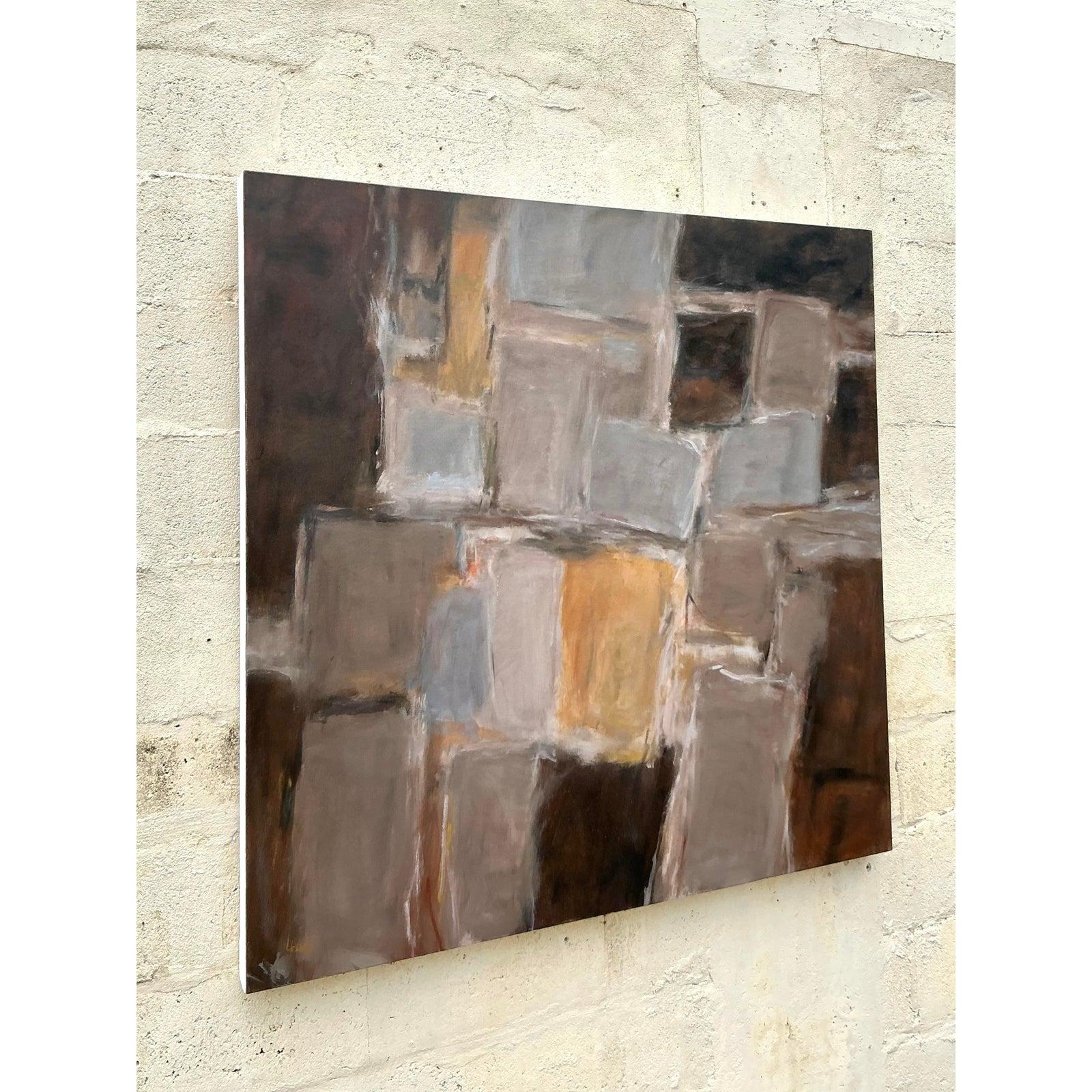 Vintage Boho Monumental Original Abstraktes Ölgemälde auf Leinwand im Angebot 3