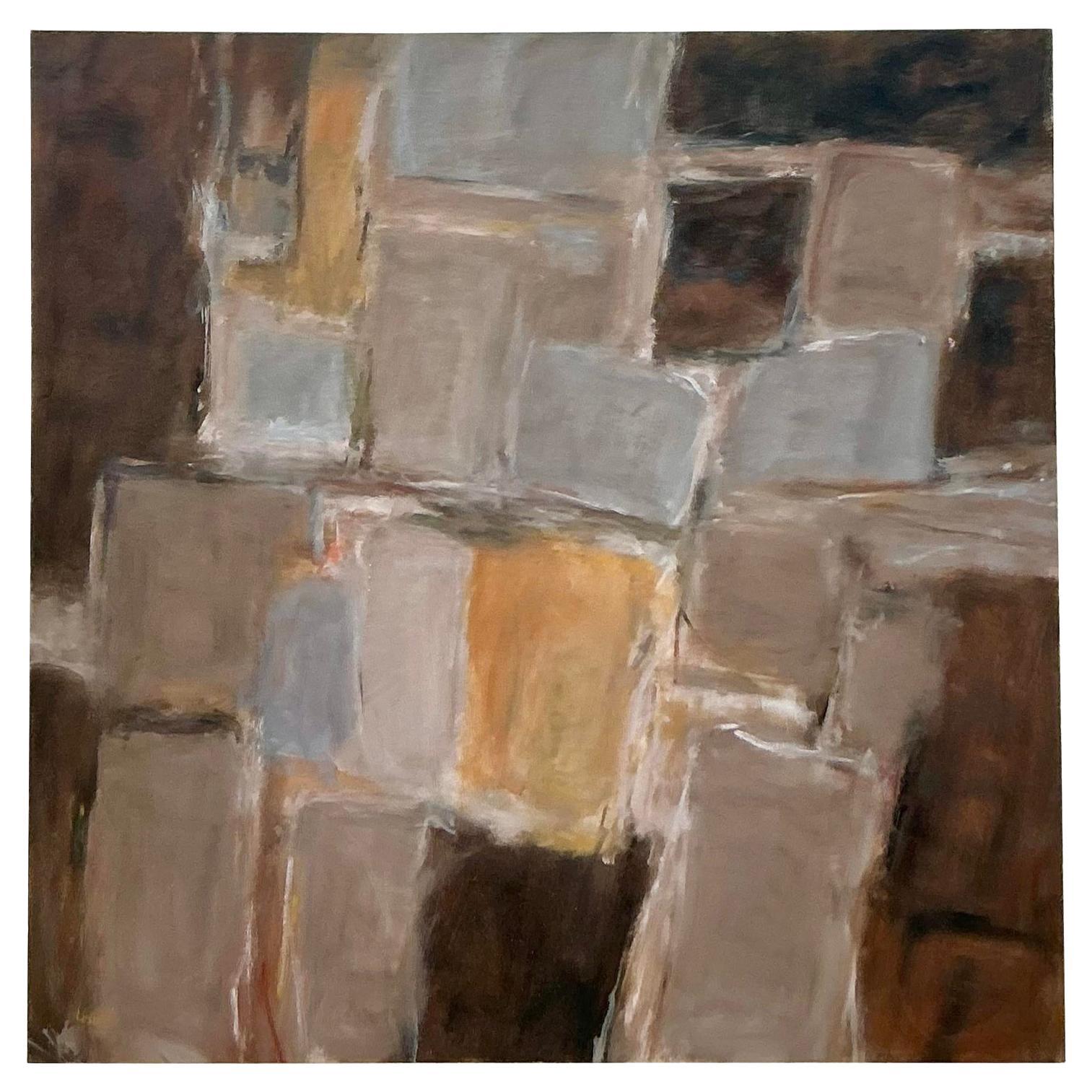 Vintage Boho Monumental Original Abstraktes Ölgemälde auf Leinwand