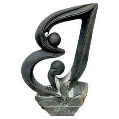 Vintage Boho Monumental Escultura Abstracta Original de Piedra