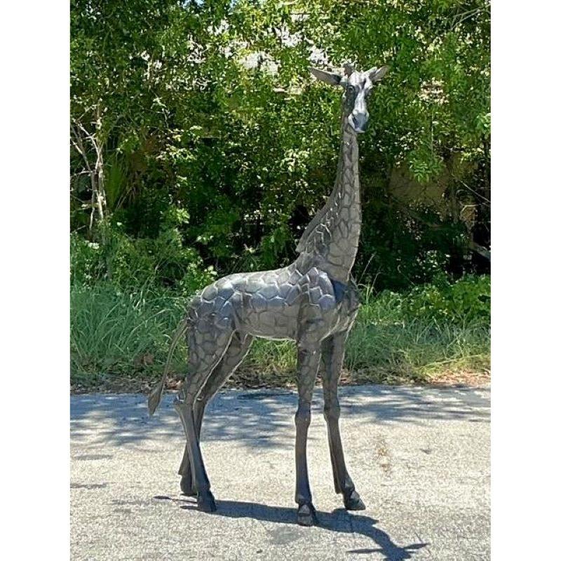 Hollywood Regency Giraffa monumentale in bronzo patinato vintage Boho in vendita