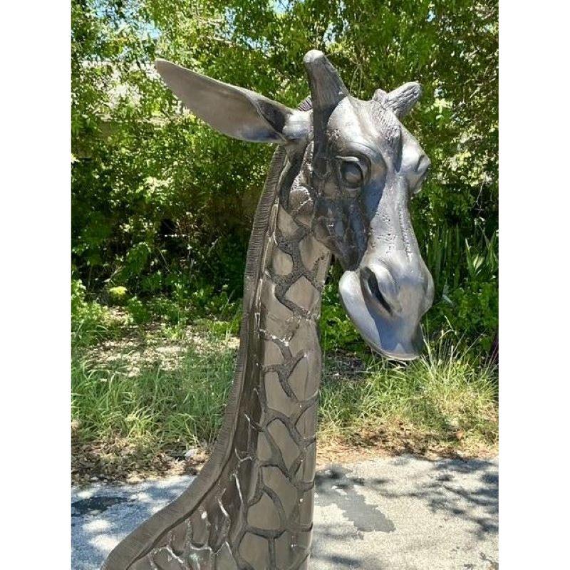 Giraffa monumentale in bronzo patinato vintage Boho In condizioni buone in vendita a west palm beach, FL