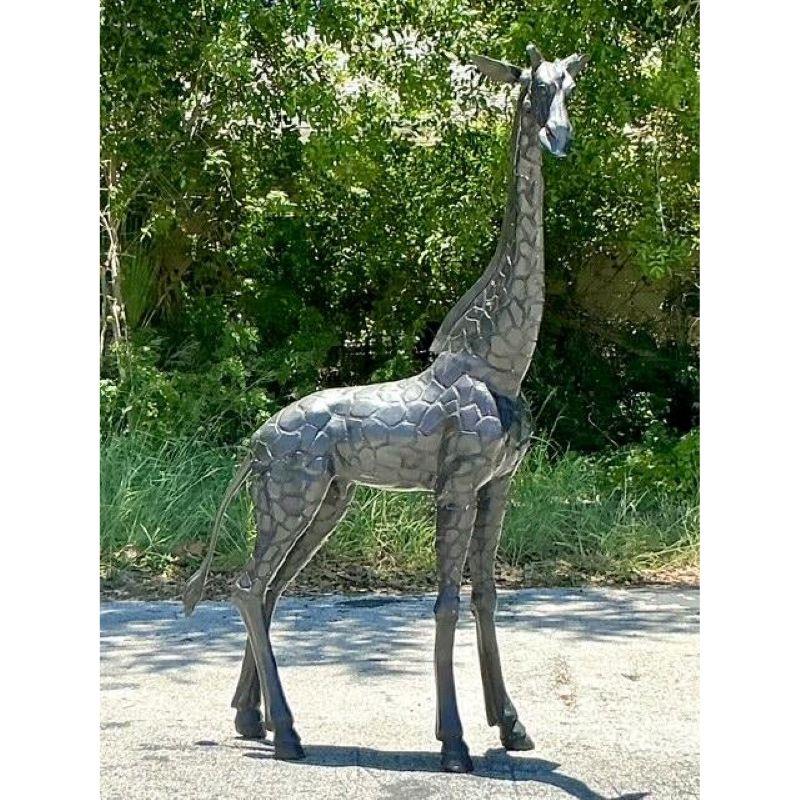 Giraffa monumentale in bronzo patinato vintage Boho in vendita 1