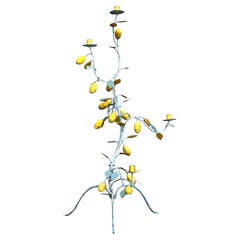 Portacandele monumentale Boho d'epoca con albero di limone patinato