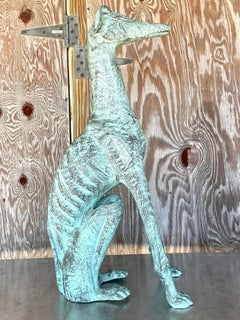Vintage Boho Monumental Patinated Plaster Dog