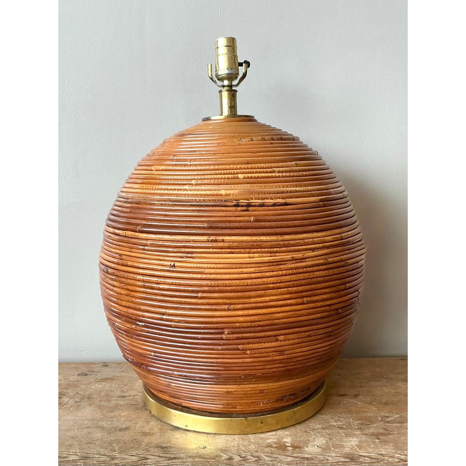 Organico moderno Vintage Boho Monumental Pencil Reed Lamp in vendita