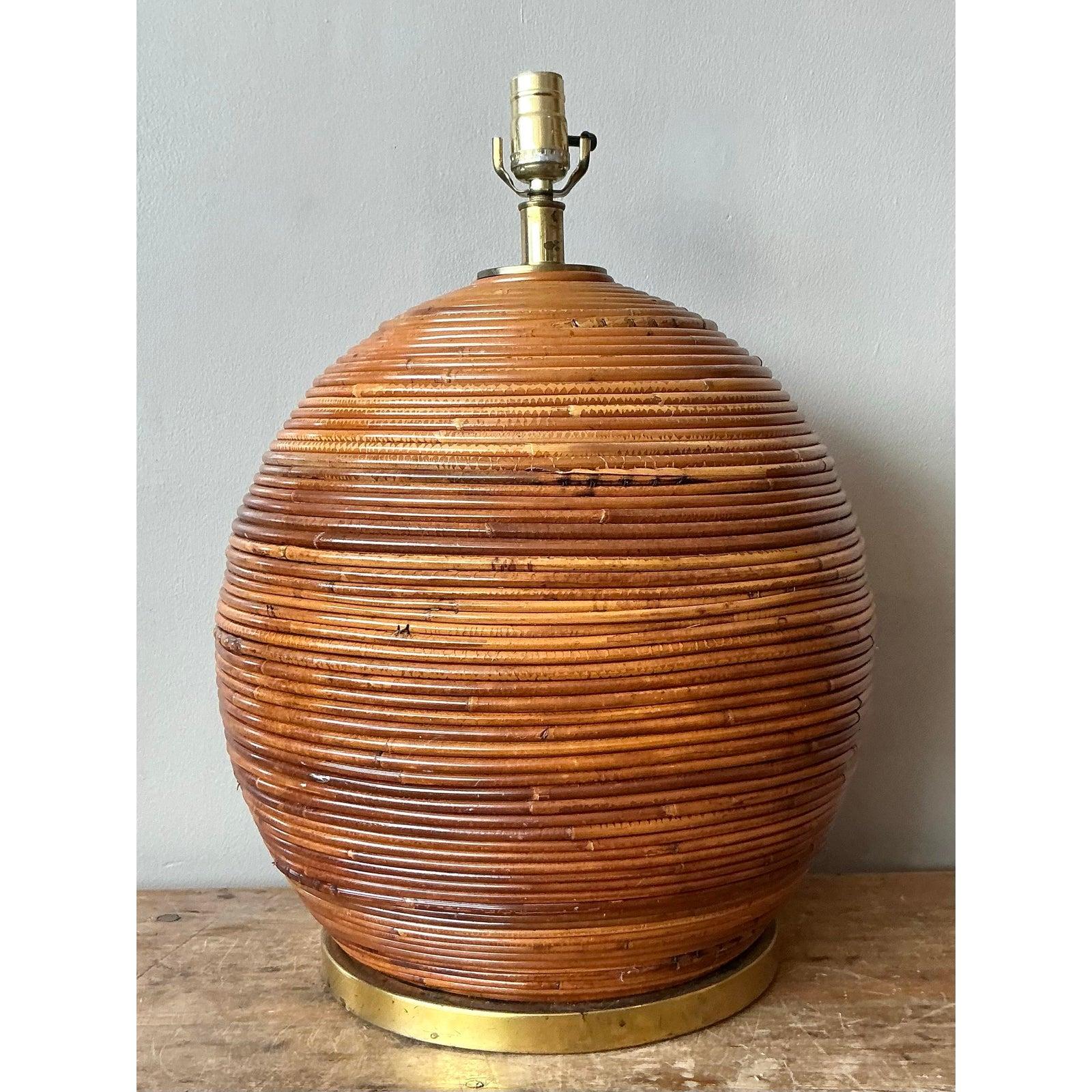XX secolo Vintage Boho Monumental Pencil Reed Lamp in vendita