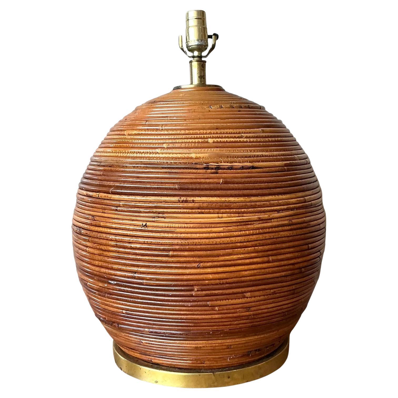 Vintage Boho Monumental Pencil Reed Lamp