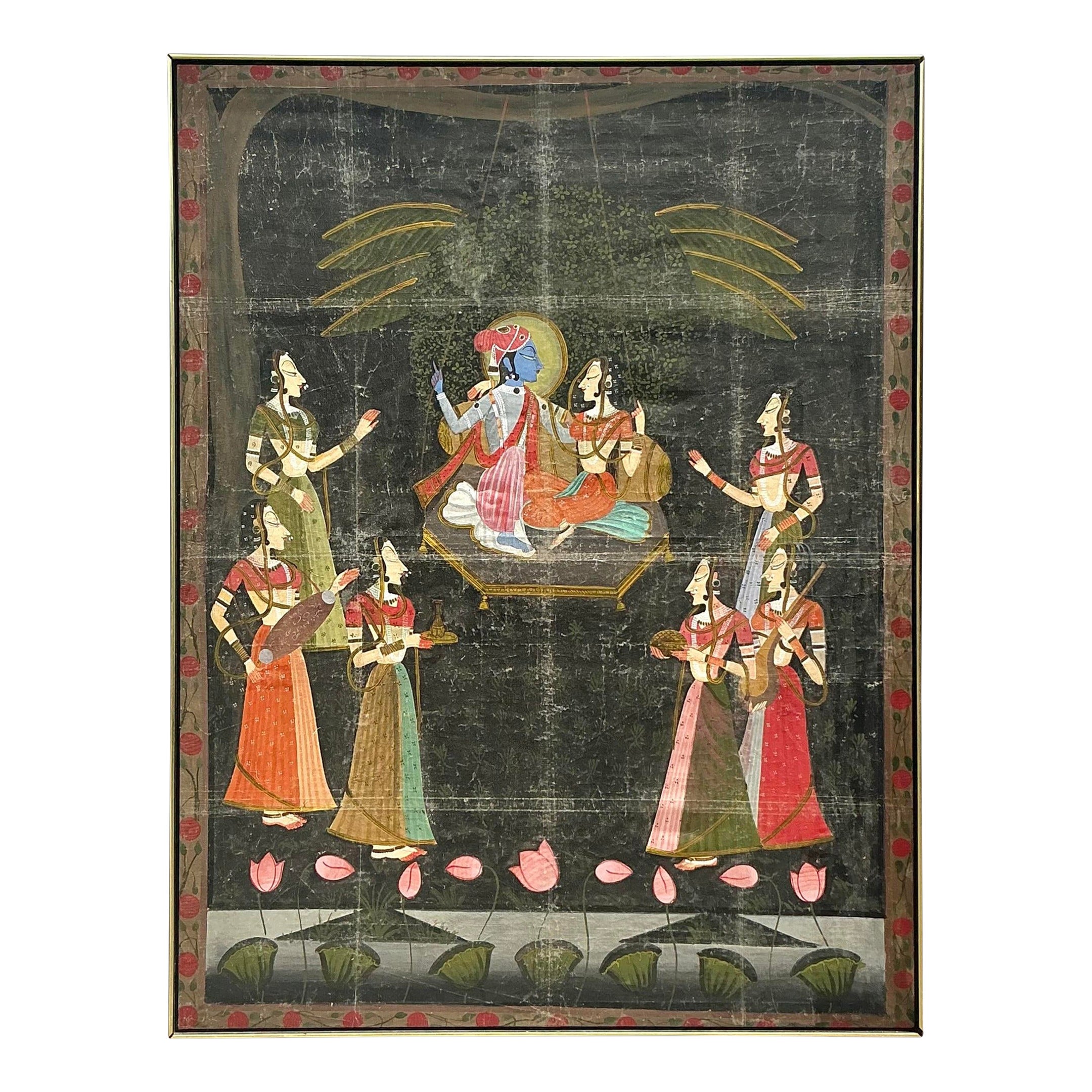 Vintage Boho Monumental Pishwaa Seide auf Brett