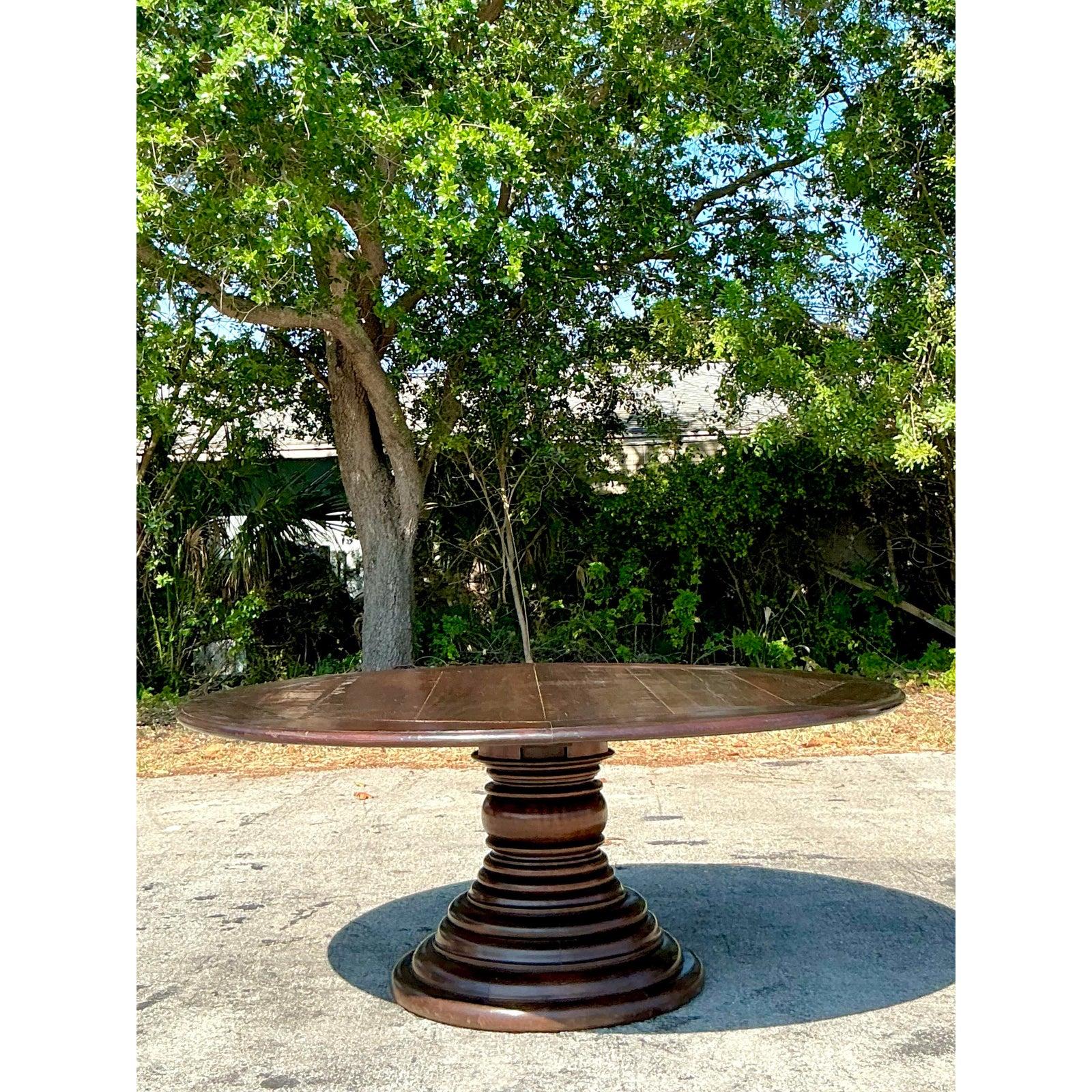 Table de salle à manger bohème monumentale en bois de planches vintage en vente 5