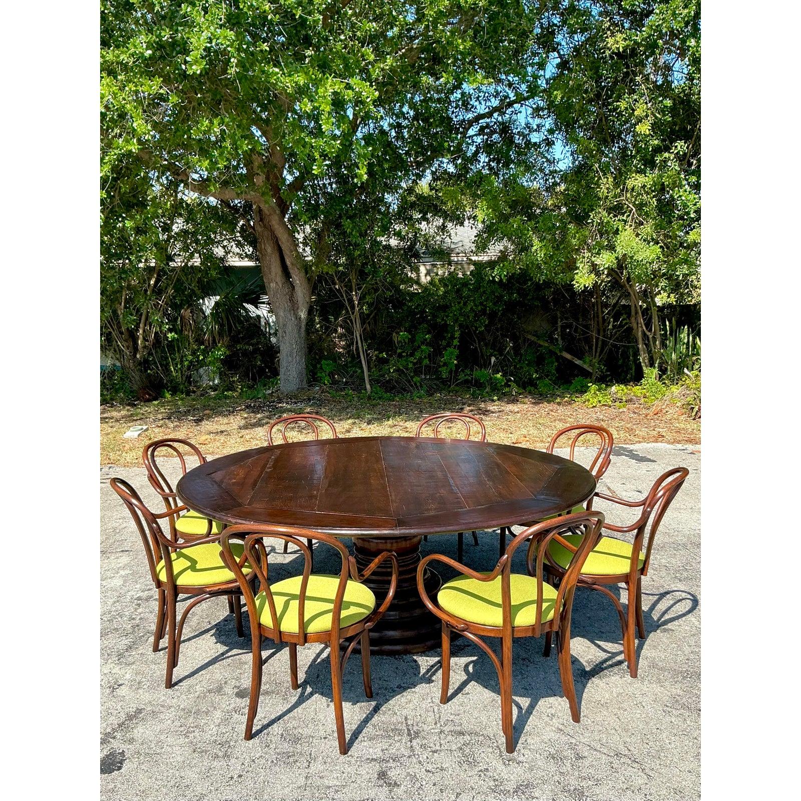 XXIe siècle et contemporain Table de salle à manger bohème monumentale en bois de planches vintage en vente