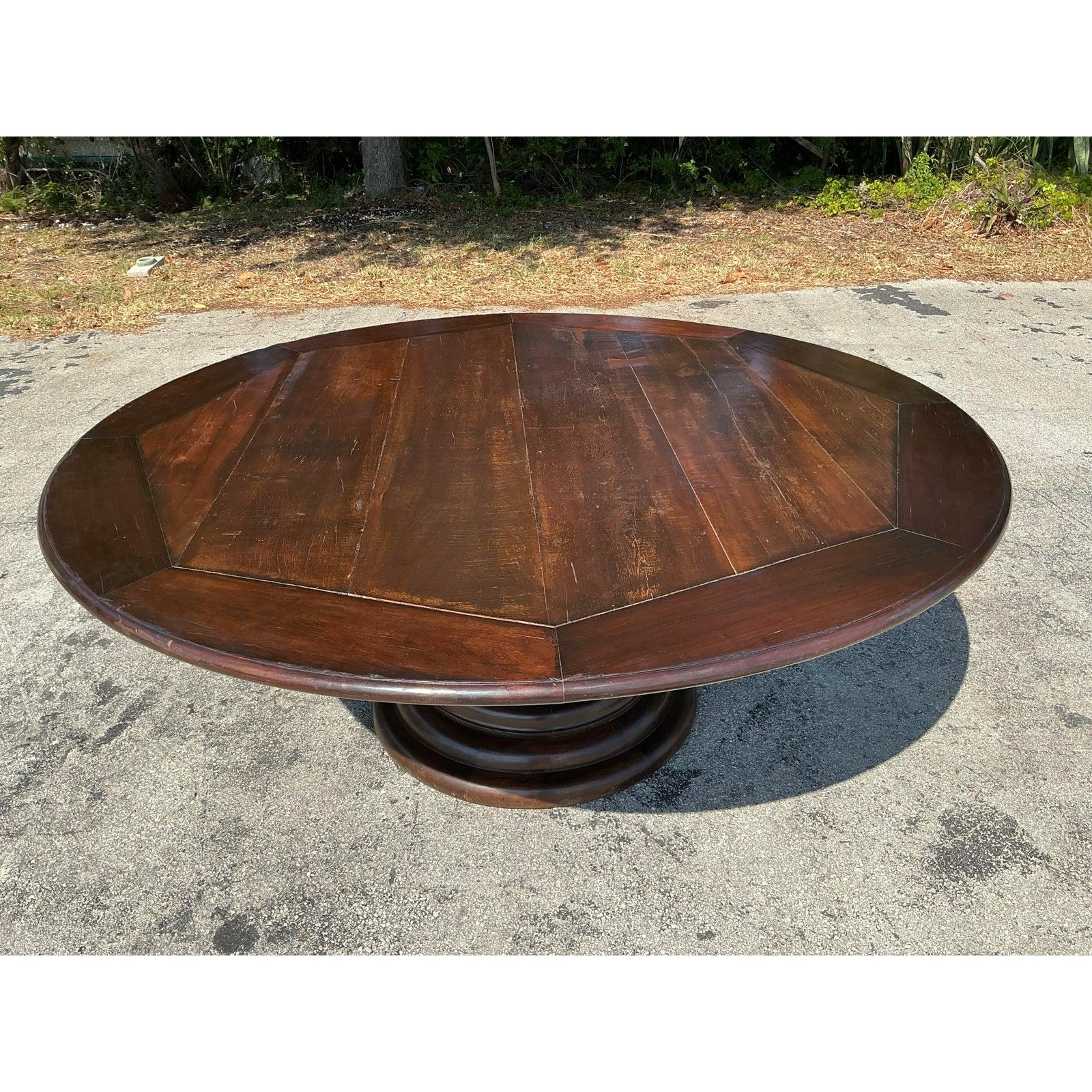 Table de salle à manger bohème monumentale en bois de planches vintage en vente 2