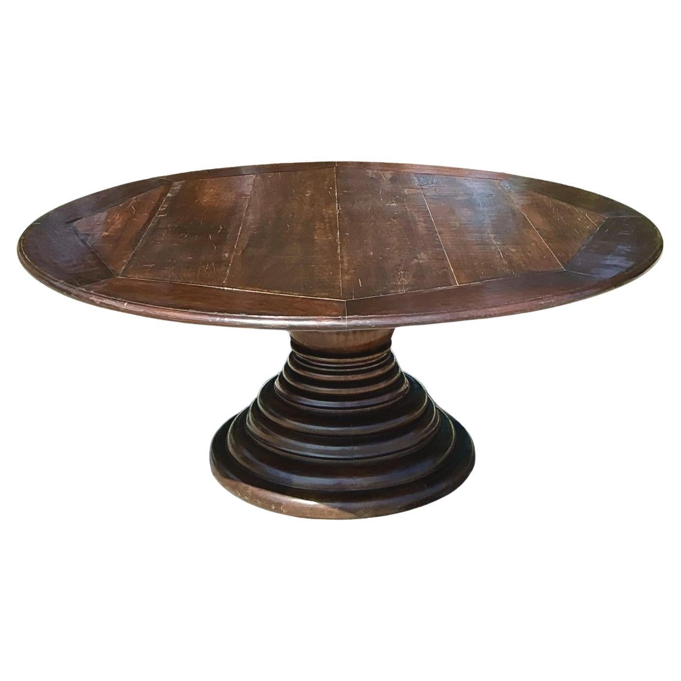 Vintage Boho Monumental Plank Wood Dining Table