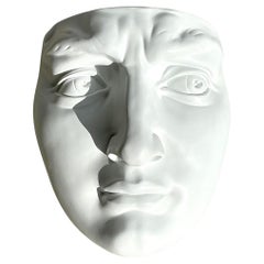 Vintage Boho Monumental Plaster Relief of Face
