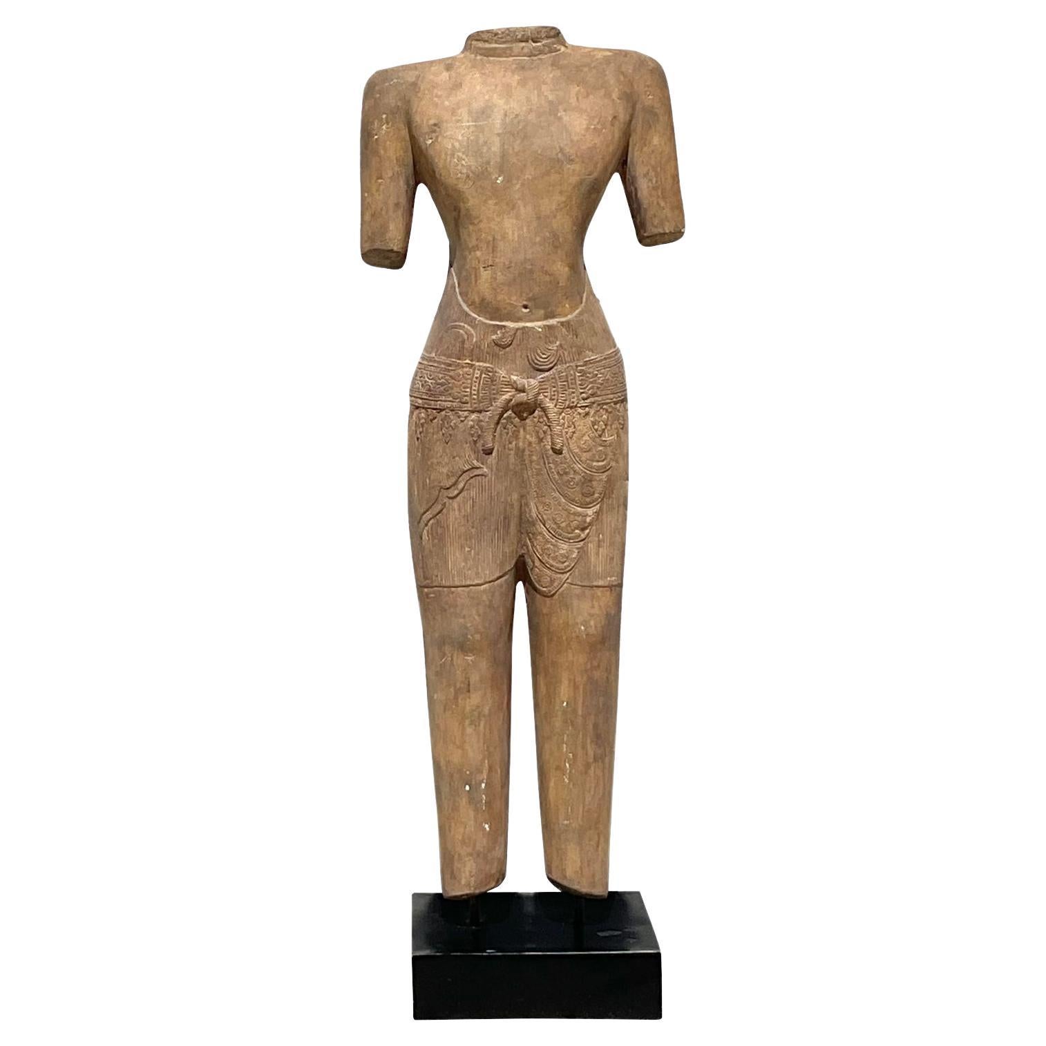 Vintage Boho Monumental Plaster Torso of Diety