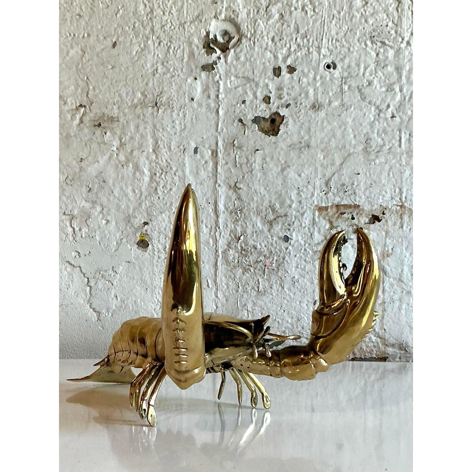 Hollywood Regency Aragosta monumentale in ottone lucido Vintage By in vendita