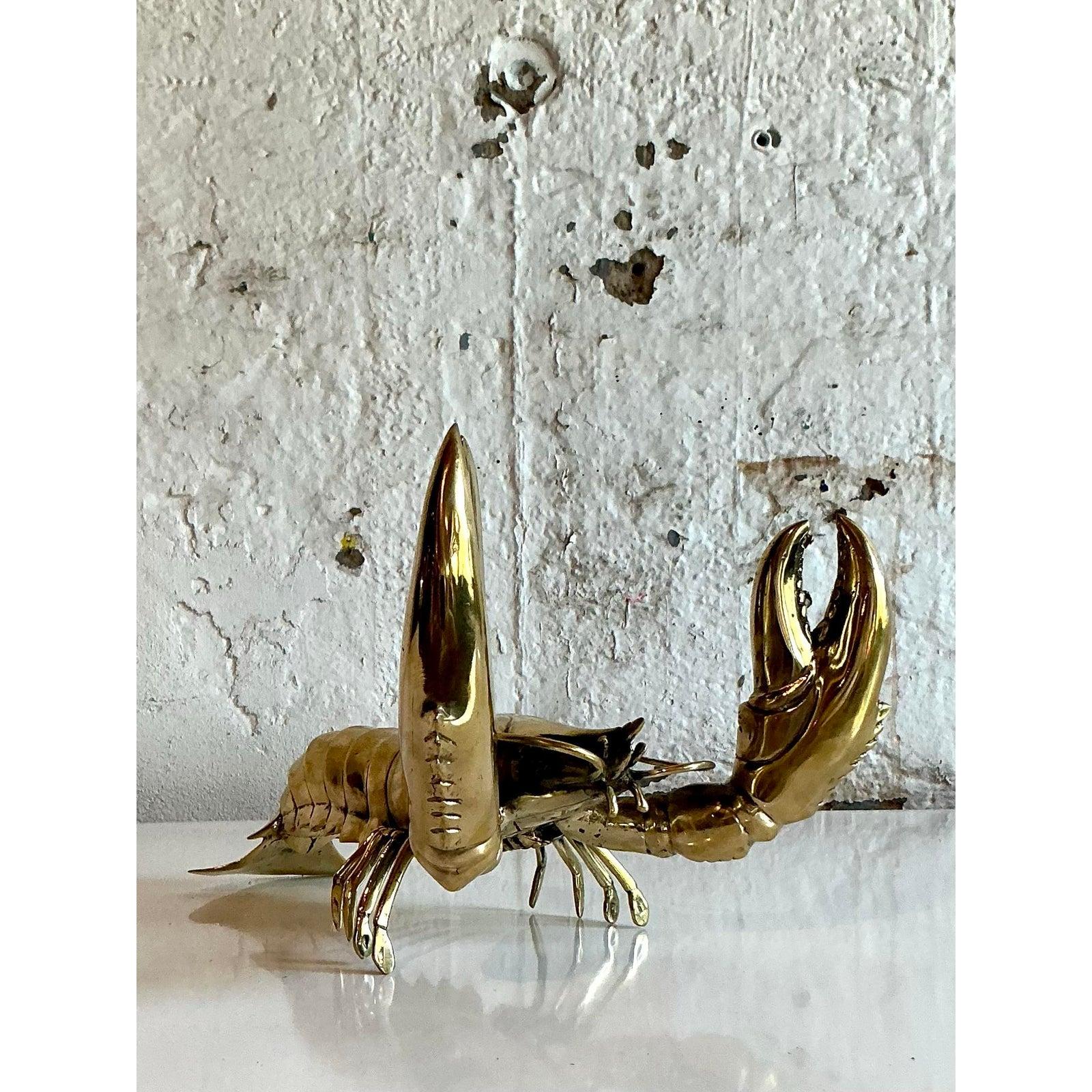 Americano Aragosta monumentale in ottone lucido Vintage By in vendita