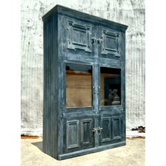 Vintage Boho Monumental Primitive Millwork Storage Cabinet