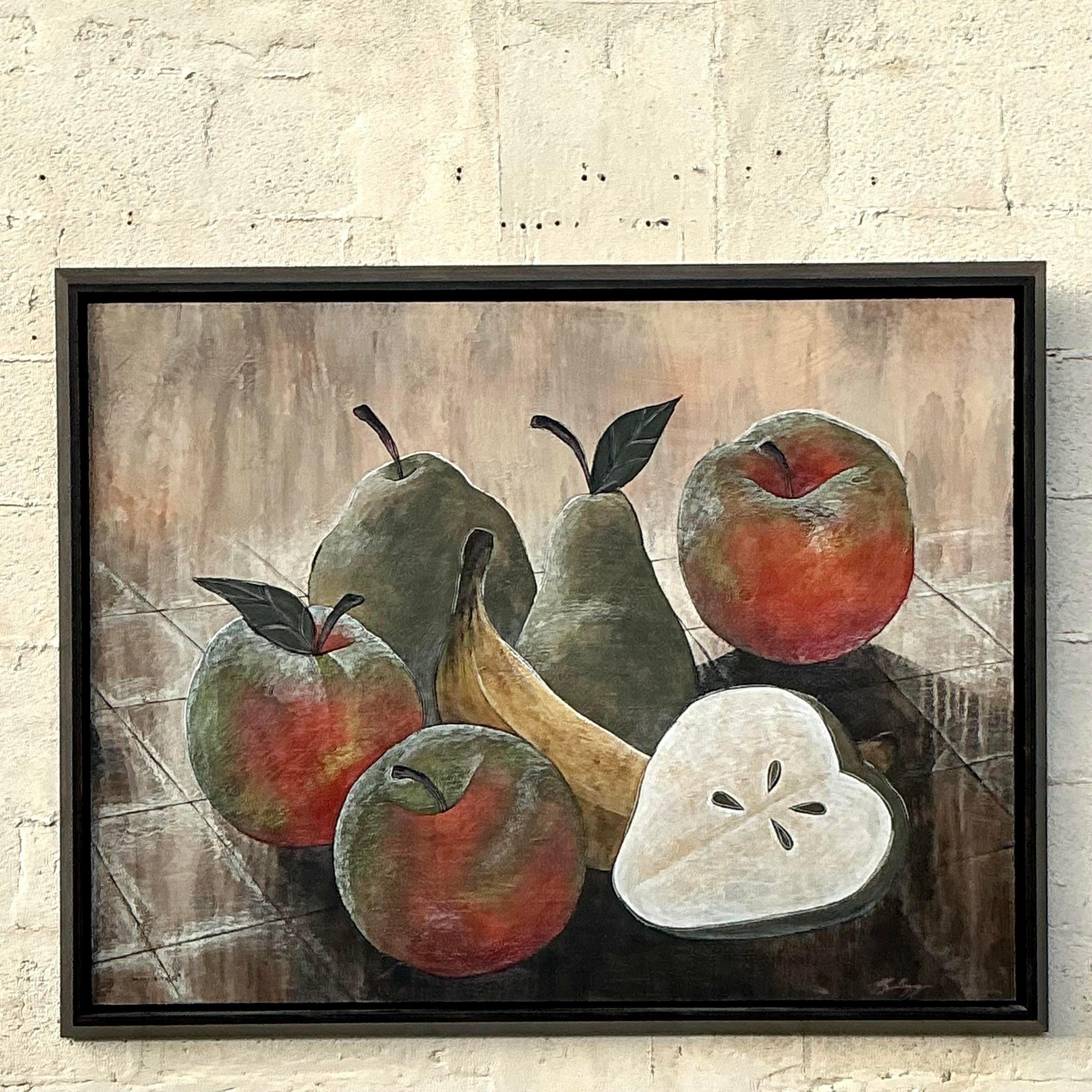 Vintage Boho Monumental Naturaleza Muerta Pintura sobre Lienzo Estadounidense en venta