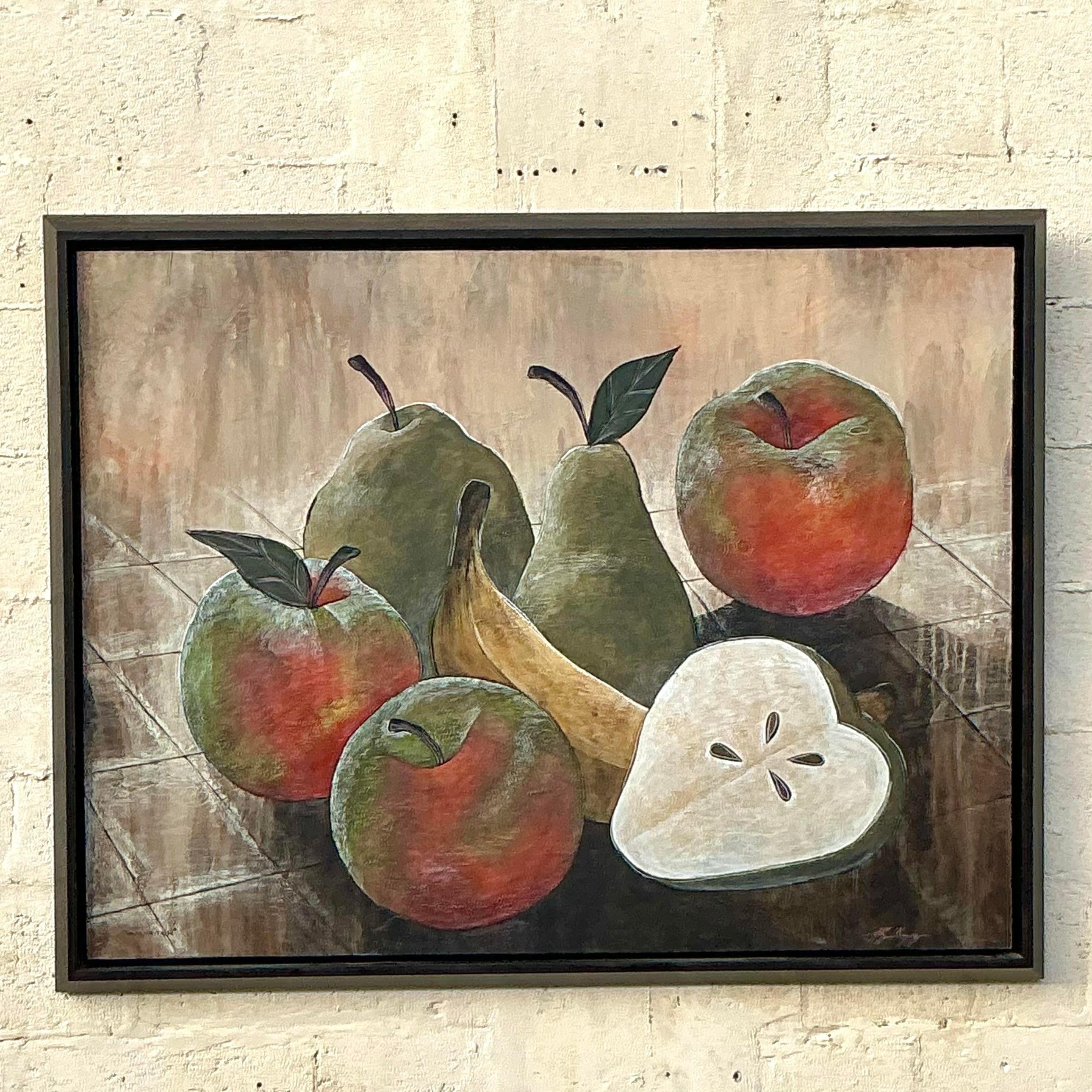 Vintage Boho Monumental Naturaleza Muerta Pintura sobre Lienzo siglo XX en venta