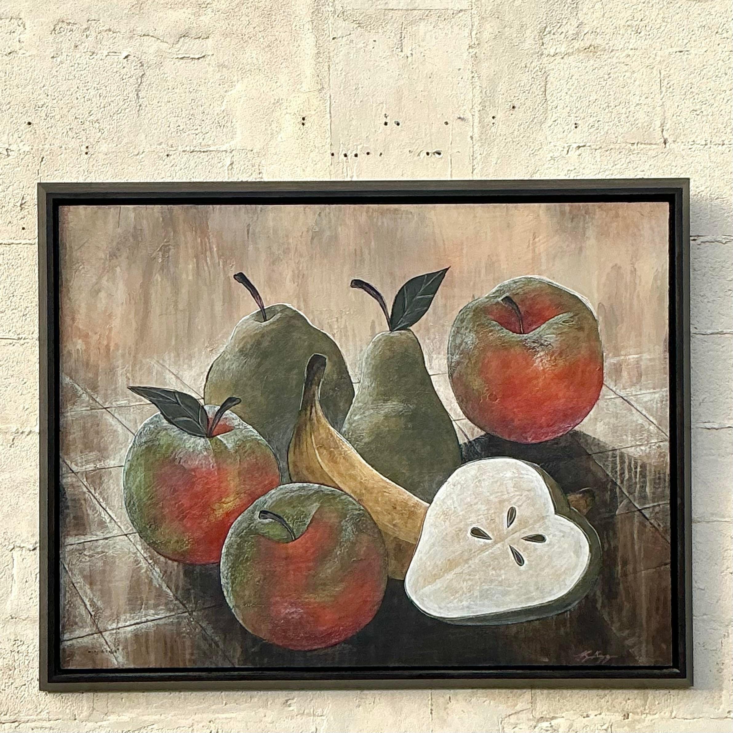 Vintage Boho Monumental Naturaleza Muerta Pintura sobre Lienzo en venta 1