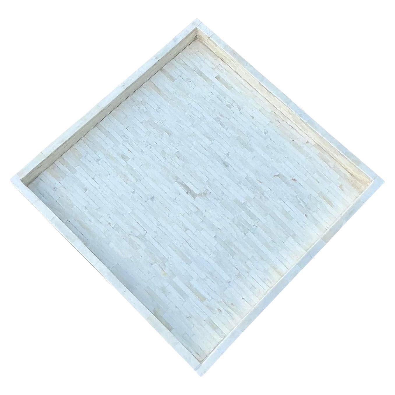 Vintage Boho Monumental Tessellated Bone Tray